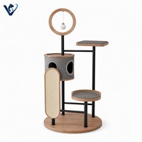 Torre Moderna de Metal para Gatos con Plataforma de Madera y Anillo de Sisal, Mueble de Escalada para Interiores, Venta al por Mayor