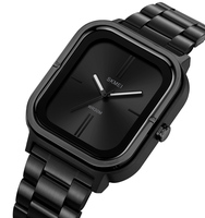 Reloj de Pulsera de Cuarzo Rectangular para Hombre, con Correa de Acero Inoxidable y Cristal, Resistente al Agua, Estilo Minimalista y Moderno
