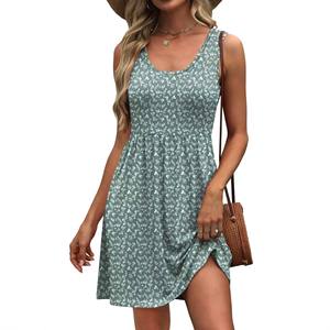 Abito Estivo Floreale da Donna Casual Senza Maniche con Tasche, Vestito da Spiaggia Taglie Forti, Abiti Canotta all'Ingrosso per Rivenditori di Abbigliamento - Product Image 1