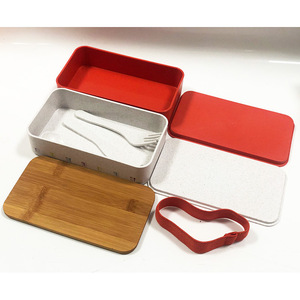 Bamboo Bento Box Student Portable Lunch Box Set Stackable Rectangle With Bamboo Lid Environment Friendly - Product Image 3