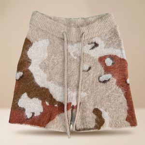 Knitted Camouflage Men's Shorts Mid Waist Drawstring Casual Short Length <b>100</b>% Acrylic Woolen Fabric Breathable Style - Product Image 1