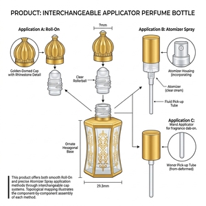 Flacone di Profumo in Vetro Dorato con Stampa Ottagonale da 10 ml, Bottiglia Roll-on per Oli Essenziali, Flacone Contagocce per Confezionamento <span class=keywords><strong>Profumi</strong></span> - Product Image 3