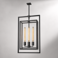 Lustre suspendu moderne en métal doré rectangulaire à 3 lumières pour hall d'hôtel, salle à manger, projets