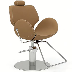 Sillón de Barbería Reclinable Ajustable de Lujo en Dorado con Cuero Marrón para Salón y Hospital, Silla Profesional para Barbería - Product Image 4