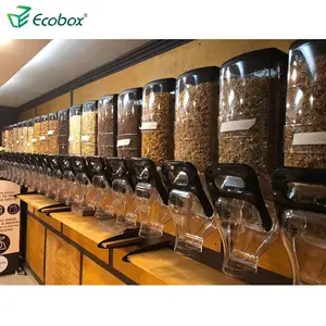 Dispensador de alimentos a granel de acrílico transparente, contenedor para cereales, nueces, dulces, a la venta