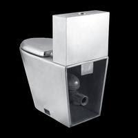 Cuvette de toilettes en acier inoxydable WC, toilettes durables en acier inoxydable à poser au sol pour lieux publics