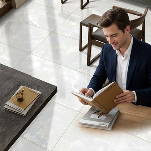 Azulejos metálica de porcelana esmaltada gris océano de 60x120mm, azulejos de pared de suelo brillante resistentes al desgaste para vestíbulo de Hotel para residencial - Product Image 1
