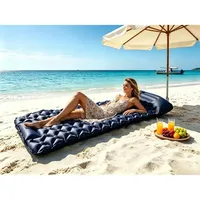 Matelas de camping gonflable portable avec oreiller, gonflage rapide par pédale, tissu TPU épaissi résistant à l'usure