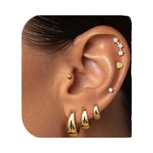 Set di 7 Paia di Orecchini a Cerchio in Acciaio Inossidabile per Donne, Placcati in Oro Antiallergico, Piccoli Gioielli per <span class=keywords><strong>Piercing</strong></span> alla Cartilagine e <span class=keywords><strong>Trago</strong></span>, Naturali - Product Image 2