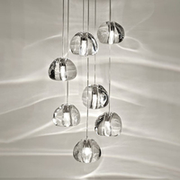 Lustre en cristal luxueux à hauteur réglable, rond, à baldaquin, pour escalier de bâtiment duplex