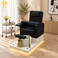 Fauteuil de pédicure avec repose-tête en éponge haute densité, dossier réglable et baignoire pour les pieds, pour salon de beauté
