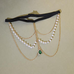 Chaîne de cuisse pour femme avec pendentif goutte d'eau en perles, cristaux et strass, bijou de corps, accessoire de mode pour soirée - Product Image 3