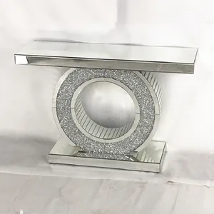 Moderne Gespiegelde Woonkamer Meubels Kristal Zilver Glas Console Tafel Set