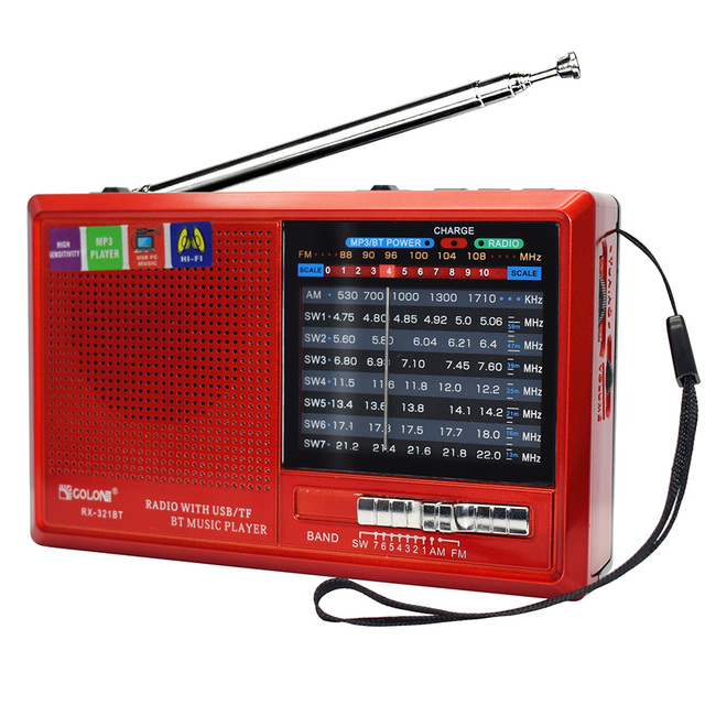 Rechargeable Portable Am Fm Sw 1-7 9 Bands Transistor Analog Radio Receiver With Torch BT USB TF Music Player Speaker for Home