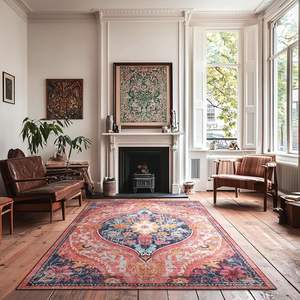 พรมปูพื้นลายเหรียญโบฮีเมียน วาน ซินหลง รูปทรงสี่เหลี่ยมผืนผ้า ผลิตจากกำมะหยี่คริสตัล กันลื่น เหมาะสำหรับห้องนั่งเล่น ตกแต่งบ้าน - Product Image 1