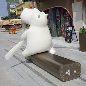 Y819 Banc de sculpture hippopotame moderne Chaise longue art déco pour jardin extérieur, école de parc ou décor de villa - Product Image 3