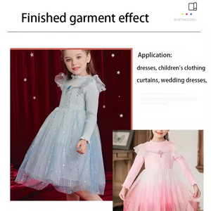 Colore sfumato <span class=keywords><strong>in</strong></span> poliestere stampato stella luna modello di Glitter rotondo tessuto lucido lamina Tulle tessuto maglia decorazione abito - Product Image 3