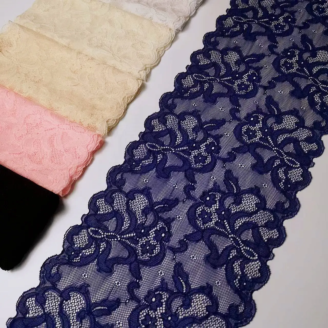 057022-1 Hot Sale 20cm Width Colorful Stretch Elastic Lace Trim Fabric For Dress