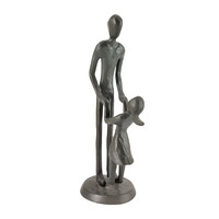 Sculpture Familiale Abstraite Moderne Faite à la Main en Fonte, Statue Père-Fille Dansant, Figurine Métallique, Décoration de Table pour la Maison