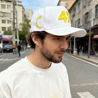 Casquette trucker vintage en sergé de coton à 5 panneaux avec broderie 3D ethnique en forme de feuille, sangle réglable pour un usage décontracté