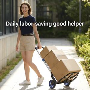 Foldable Platform Hand Cart Rolling <b>Trolley</b> <b>Metal</b> Industrial OEM Utility Carrier for Moving Cartons Office Warehouse - Product Image 5