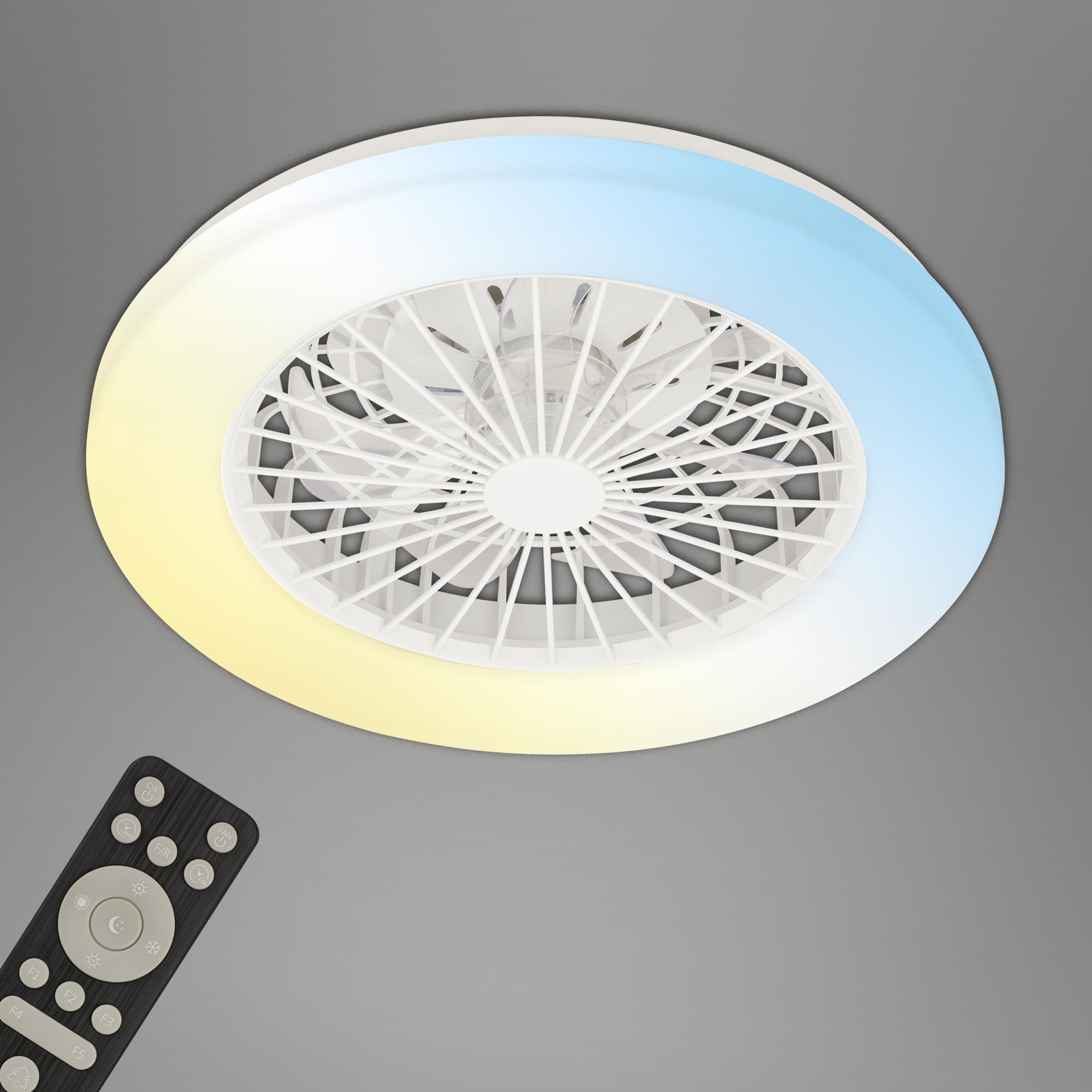 TSINYE CCT Ceiling Fan with Lighting 5 Speeds Remote Control Dimmable Timer Bedroom Lamp Living Room Lamp Ceiling Lamp with Fan