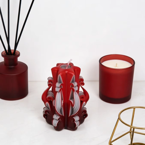Vela Artesanal Tallada a Mano de Cera de Soja Natural Sin Aroma, Adorno Artístico Vintage con Diseño de Pergamino, Decoración para Mesa de Interior, Regalo para el Hogar - Product Image 2
