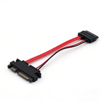 Cable SATA de 22 pines (7+15) Serial ATA III 3.0 macho a SATA de 13 pines (7+6P) con conductores de cobre estañado de 30 cm para computadora