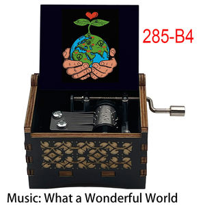 Boîte à musique en bois vintage Sankyo Mechanism, quel monde merveilleux, souvenir spécial et mignon pour les amis, la famille, cadeaux de Noël - Product Image 1
