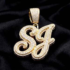 Pendentif personnalisé en forme de croix avec lettre SJ, diamant Moissanite taille poire VVS, en argent sterling 925, fait main, style Hip Hop Iced Out, bijoux - Product Image 1