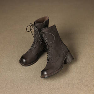 Bottines à talons épais, élégantes et polyvalentes, bottes fines mi-mollet pour l'automne et l'hiver - Product Image 3