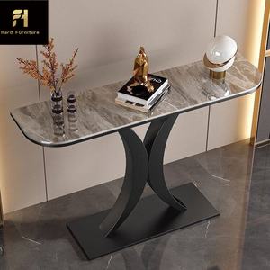 โต๊ะคอนโซลทางเข้าดีไซน์หรูหราสไตล์อิตาลีแบบเรโทร ผลิตจากหินเผาคุณภาพสูง พร้อมขาโต๊ะสแตนเลสสีทองฝรั่งเศส - Product Image 5