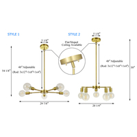 Lustre suspendu en laiton de luxe à 5 lumières pour salon, boule de verre, style moderne classique, pour table à manger, restaurant