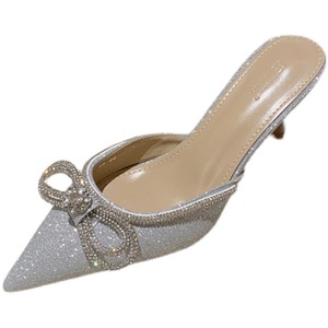 Sandali <span class=keywords><strong>con</strong></span> Tacco a Spillo da Donna, Sexy <span class=keywords><strong>con</strong></span> Strass e Glitter, Tacco Basso 6 Cm, Punta Chiusa, Comodi - Product Image 1