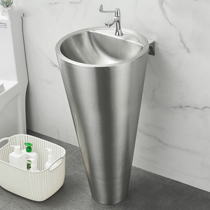 Évier conique sur pied moderne en acier inoxydable 304 avec drain, lavabo <span class=keywords><strong>de</strong></span> luxe autoportant pour salle <span class=keywords><strong>de</strong></span> bain, hôtel, bar, KTV, usage commercial et artistique - Product Image 1