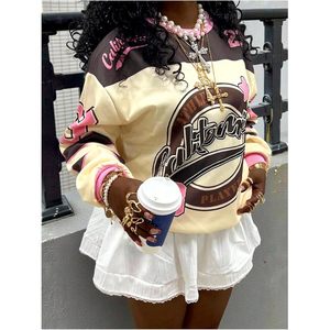 Sweat-shirt surdimensionné Y2K personnalisé pour femme, à manches longues, col rond, respirant, imprimé en sérigraphie, 100 % coton tricoté - Product Image 2