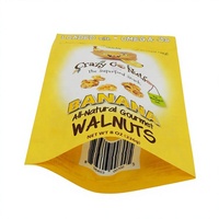 Bolsa con Cierre Personalizada de Color Amarillo Brillante con Diseño de Plátano y Nuez, Bolsa Reutilizable con Orificio para Colgar, para Snacks Veganos Sin Gluten