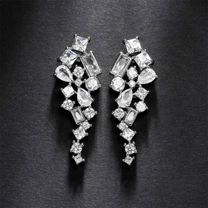 Rakol Luxury Korean Style Geometric Rule <b>Earrings</b> <b>Emerald</b> Zircon <b>Drop</b> Women's Gold Jewelry Accessory Gift New Trendy - Product Image 6