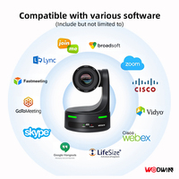 Cámara de Transmisión PTZ 4K WODWIN WIN-J86AKN /SDI/PoE con Luz Tally, Controlador de Joystick de un Solo Brazo, Lente 12X/20X, Sistema de Conferencia
