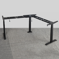Bureau de direction ergonomique en L à 3 moteurs, électrique, réglable en hauteur, extensible, en métal, pour assis-debout, pour ordinateur portable, assemblé