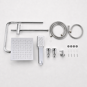 Système <span class=keywords><strong>de</strong></span> <span class=keywords><strong>douche</strong></span> carré en gros, finition chromée, double pommeau avec <span class=keywords><strong>barre</strong></span> coulissante <span class=keywords><strong>pour</strong></span> projets <span class=keywords><strong>de</strong></span> salles <span class=keywords><strong>de</strong></span> bain d'hôtels modernes, vente en gros - Product Image 2