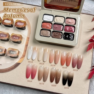 Ensemble de vernis gel en 9 couleurs, nuances translucides nude et brunes, gel UV LED à retirer par trempage pour la décoration des ongles - Product Image 2