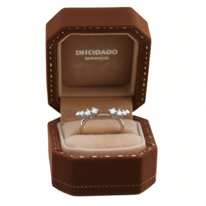 Anello in Oro Bianco con Diamante E4749 Taglio Brillante Rotondo Stile Classico da Donna per Fidanzamento - Product Image 1