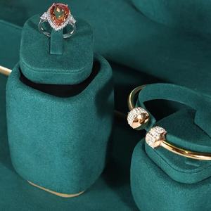 Jinsky présentoir de bijoux en métal microfibre vert Deak personnalisé vitrine pour boucles d'oreilles bague collier Bracelet présentoir de bijoux - Product Image 6