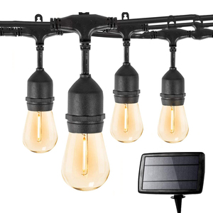 <strong>48FT</strong> Patio Garden Solar Panel with 15pcs Vintage S14 Bulbs for Holiday Christmas Outdoor Decoration <strong>Light</strong> <strong>String</strong> - Product Image 1