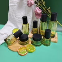 Botol Kaca Foundation Cair Hijau 50Ml 40Ml Botol Lotion Pompa Krim Wajah Kaca Set 100Ml 120Ml 150Ml