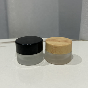 Envase de vidrio esmerilado con tapa de imitación madera para muestras cosméticas, bálsamo labial, ungüento y esencia, tamaño pequeño de viaje 5 ml, 10 ml, 15 ml - Product Image 1