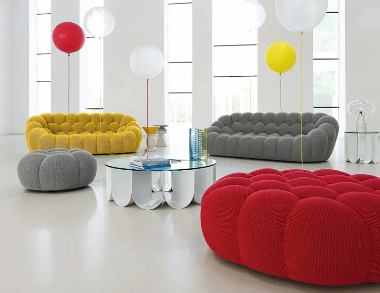 Sofá de fútbol curvo de burbujas para sala de estar de lujo, moda moderna, sofá personalizado cómodo de Italia, sofá de Villa europea
