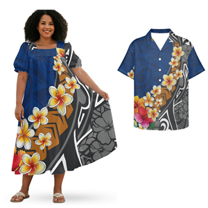 Hợp Thời Trang Polynesian Phong Cách Châu Á & Thái Bình Dương Đảo Phù Hợp Vài Trang Phục Hawaii <span class=keywords><strong>Luau</strong></span> Người Đàn Ông Áo Sơ Mi Phụ Nữ Cổ Điển Phù Hợp Và Bùng Váy - Product Image 3