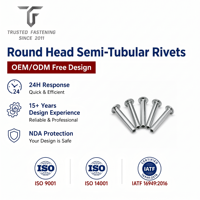 Rivets semi-tubulaires à tête ronde personnalisés TianFang pour prototypes de travaux métalliques structurels, en aluminium anodisé, approvisionnement stable par lots